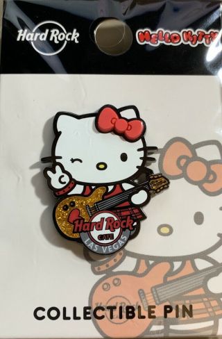 Hard Rock Cafe Las Vegas 2019 Hello Kitty Playing Guitar Pin On Card Le 300