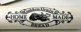 Golden Grain Home Made Bread Ceramic Stoneware Rolling Pin Vintage 4