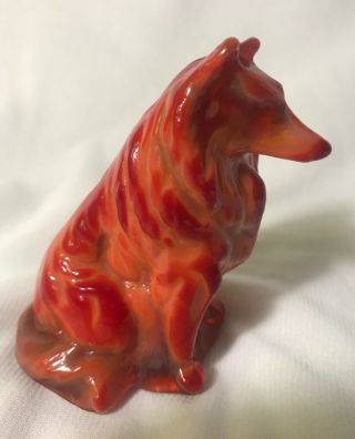 Mosser Collie / Sheltie Red Swirl Glass Dog Figurine Paperweight