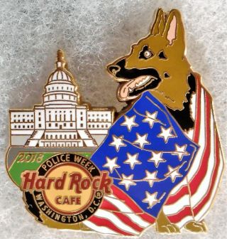 Hard Rock Cafe Washington Dc Police Week K - 9 Dog Draped In Usa Flag Pin 98855