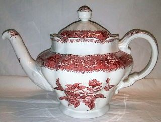 Antique Spode " Pink Camilla " Teapot 10.  5 " Across X 7 " Tall