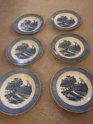 Currier And Ives 7” Plates Set Of 6