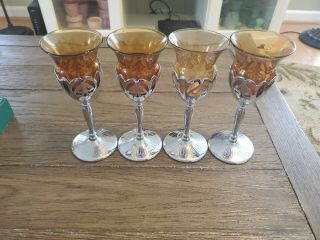 Farber Bros Chrome Kraft Cambridge 4 Amber 6½” Liquor Cocktail - Wine Glasses