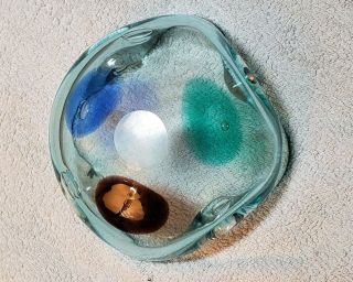 Murano Art Glass Bowl or Cigar Ashtray Vintage Multi - colored Aqua Green 4