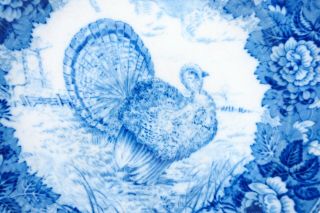 Antique 19thC.  Wedgwood Flow Blue Turkey Dinner Plate Staffordshire Transferware 3