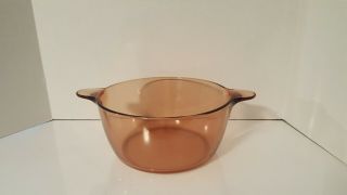 Vintage Corning Vision Ware 4.  5 L Dutch Oven Stock Pot Amber Visions Soup Stew