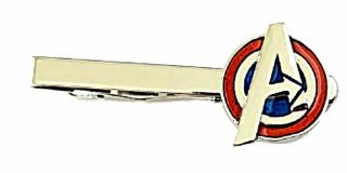 The Avengers Classic A Logo Silvertone Enamel Metal Tie Clip