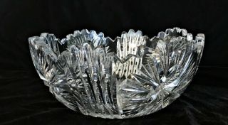 Antique Abp - 9 " Heavy - Thick & Clear - Deep Cut Glass - Crystal Bowl B3