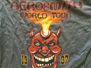 RARE VINTAGE 90s Aerosmith Nine Lives World Tour Dynamite Concert T Shirt XL 4