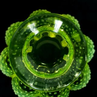 Fenton Topaz Opalescent Vaseline Glass Hobnail Scalloped Bowl Candy Dish 8