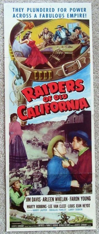Raiders Of Old California 1957 Insrt Movie Poster Fld Jim Davis Ex
