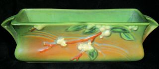 Roseville Art Pottery 11 " Green Snowberry Window Box Planter - 1wx