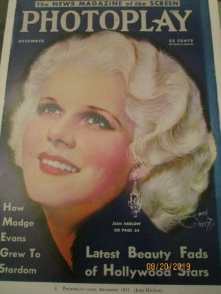 Photoplay 1931 Jean Harlow Cover Backed With Clara Bow Cover Great Print Page