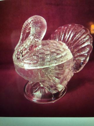 Vintage L.  E.  Smith Clear Glass Turkey Candy Dish (circa 1940 