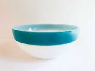 Vintage Fire King Colonial Band Stripe Mixing Bowl Teal
