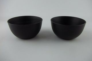 Set Of 2 Wedgwood Black Basalt Jasper 4 " Round Bowls