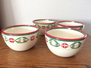 4 Tabletops Gallery Southwest Christmas Hand Painted Cereal Soup Bowls 6 " Rare