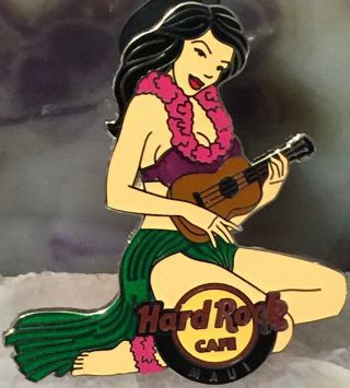 Hard Rock Cafe Maui 2014 Sexy Hula Girl In Green Grass Skirt Pin 2 - Hrc 81148