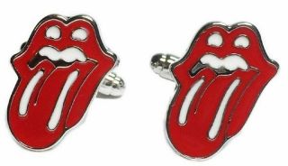 Rolling Stones Red Tongue Logo Enamel Metal Cufflinks