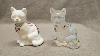 2 Vintage Signed Fenton Cats K Lapurdus,  M Nichols