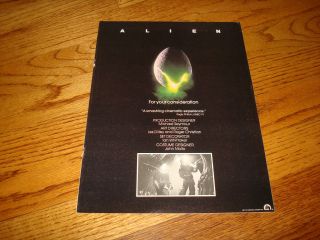 Alien 1979 Oscar Ad Sigourney Weaver,  Ridley Scott,  For Best Production Design