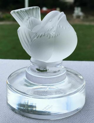 Lalique Crystal SPARROW BIRD PAPERWEIGHT FROSTED 2