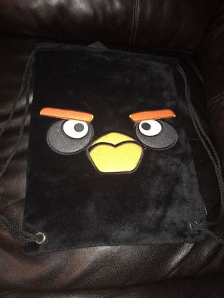 Angry Birds Black The Bomb Plush Cinch Bag Sack Backpack Drawstring