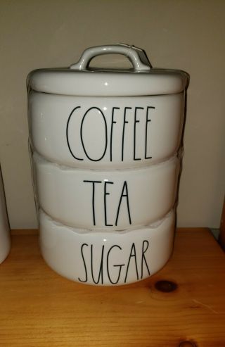 Rae Dunn Coffee - Tea - Sugar Stackable Canister Large Letter