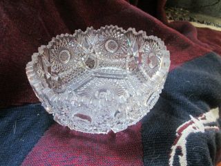 Antique American Brilliant Cut Glass Crystal Bowl Added Photos