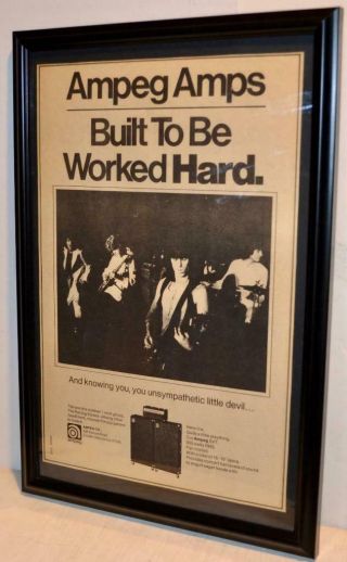 Rolling Stones 1973 Ampeg Amplifiers Framed Promotional Poster / Ad