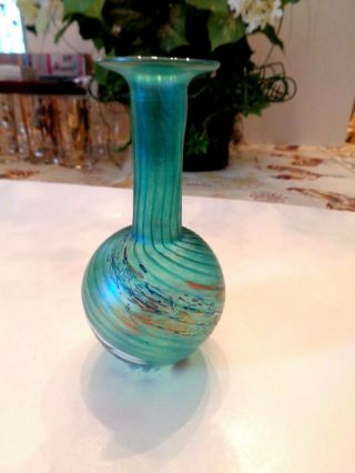 Robert Held Green Swirl Art Glass Vase