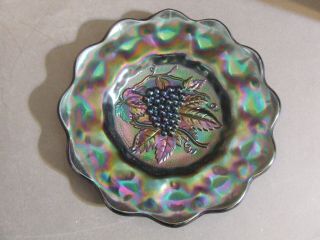 Vintage Imperial Amethyst Carnival Glass Grape Pattern Plate