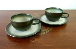 Vintage Heath Ceramics Sea And Sand Cups And Saucers Set Of Two