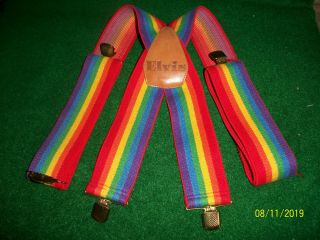 Elvis Presley Colorful Stretchy Suspenders Leather Patch