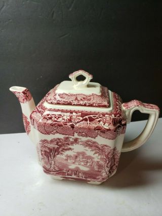 Vintage Masons England Vista Pink Transfer Large Teapot