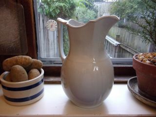 Lovely Antique White ironstone Alfred Meakin England Pitcher Farmhouse 2
