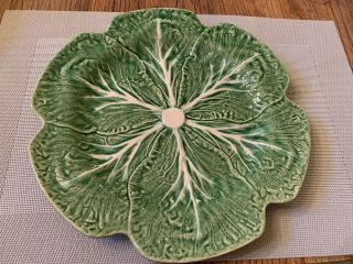 Set Of 3 Green Cabbage Leaf Dinner Plates Bordallo Pinheiro Portugal Majolica