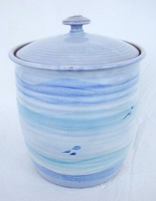 Sarah Culbreth Tater Knob Pottery Lg Canister Ceramic W/lid Hand Crafted Ky Blue