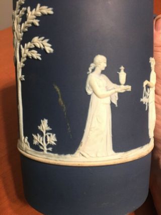 Antique Circa 1900 Wedgwood Jasperware Large Mug Tankard Dark Blue England 2
