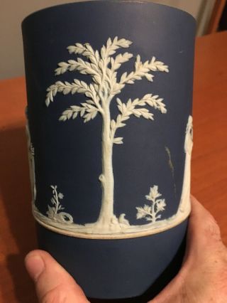 Antique Circa 1900 Wedgwood Jasperware Large Mug Tankard Dark Blue England 6