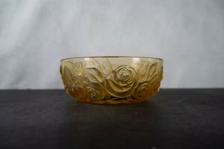 Art Deco,  Amber Yellow Rose Verlys Bowl.