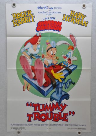 1989 Roger Rabbit Tummy Trouble D/s 1sh Movie Poster 27 X 41