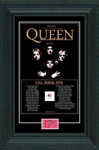Queen 1976 Box Office Concert Poster,  Ticket North America Tour Freddie