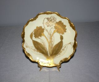 Vintage Elite Limoges France Hand Painted Heavy Gold Floral Plate