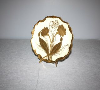 Vintage Elite Limoges France Hand Painted Heavy Gold Floral Plate 2
