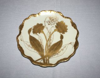 Vintage Elite Limoges France Hand Painted Heavy Gold Floral Plate 5