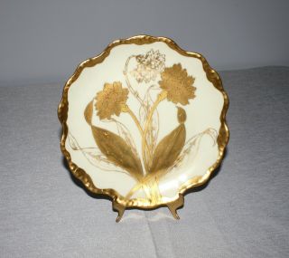 Vintage Elite Limoges France Hand Painted Heavy Gold Floral Plate 8