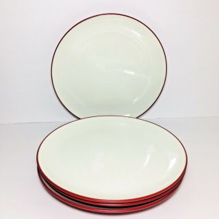 Set Of 4 Noritake Colorwave Raspberry Red 8045 Dinner Plates Stoneware 10 1/2”