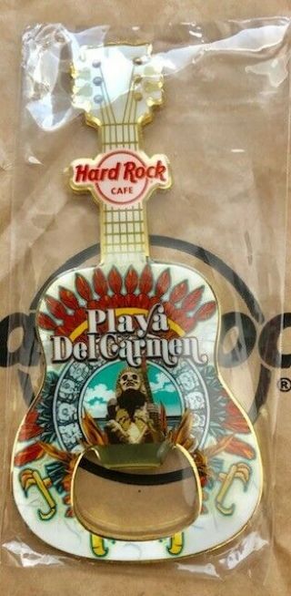 Hard Rock Cafe Playa Del Carmen Guitar Magnet/bottle Opener In Pkg.