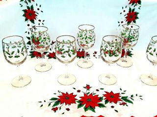 Set of 7 Lenox Holiday Holly & Berries Gold Trim Wine Glasses 3